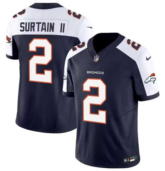 Men & Women & Youth Denver Broncos #2 Pat Surtain II Navy 2024 Draft F.U.S.E. Alternate Vapor Limited Stitched Jersey